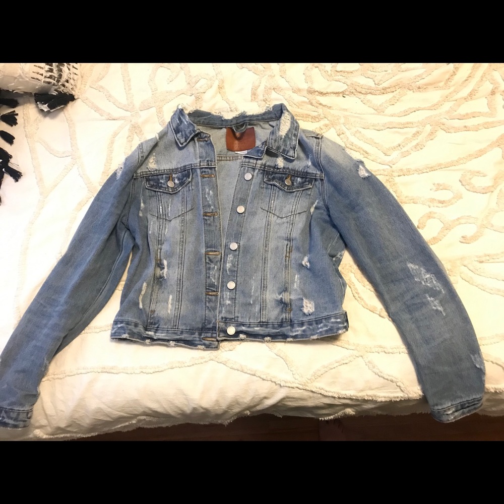 Light wash, distressed jean jacket